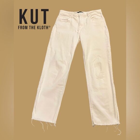 KUT From The Kloth Mom Jeans 8 Rachel High Rise Fab Ab  Raw Hem White - Picture 4 of 14